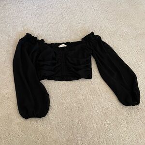 Altar'd State Black Off-Shoulder Crop Top